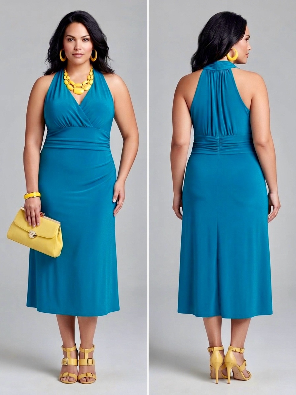 Evan-Picone Teal Jersey Knit Halter Dress – Size 8